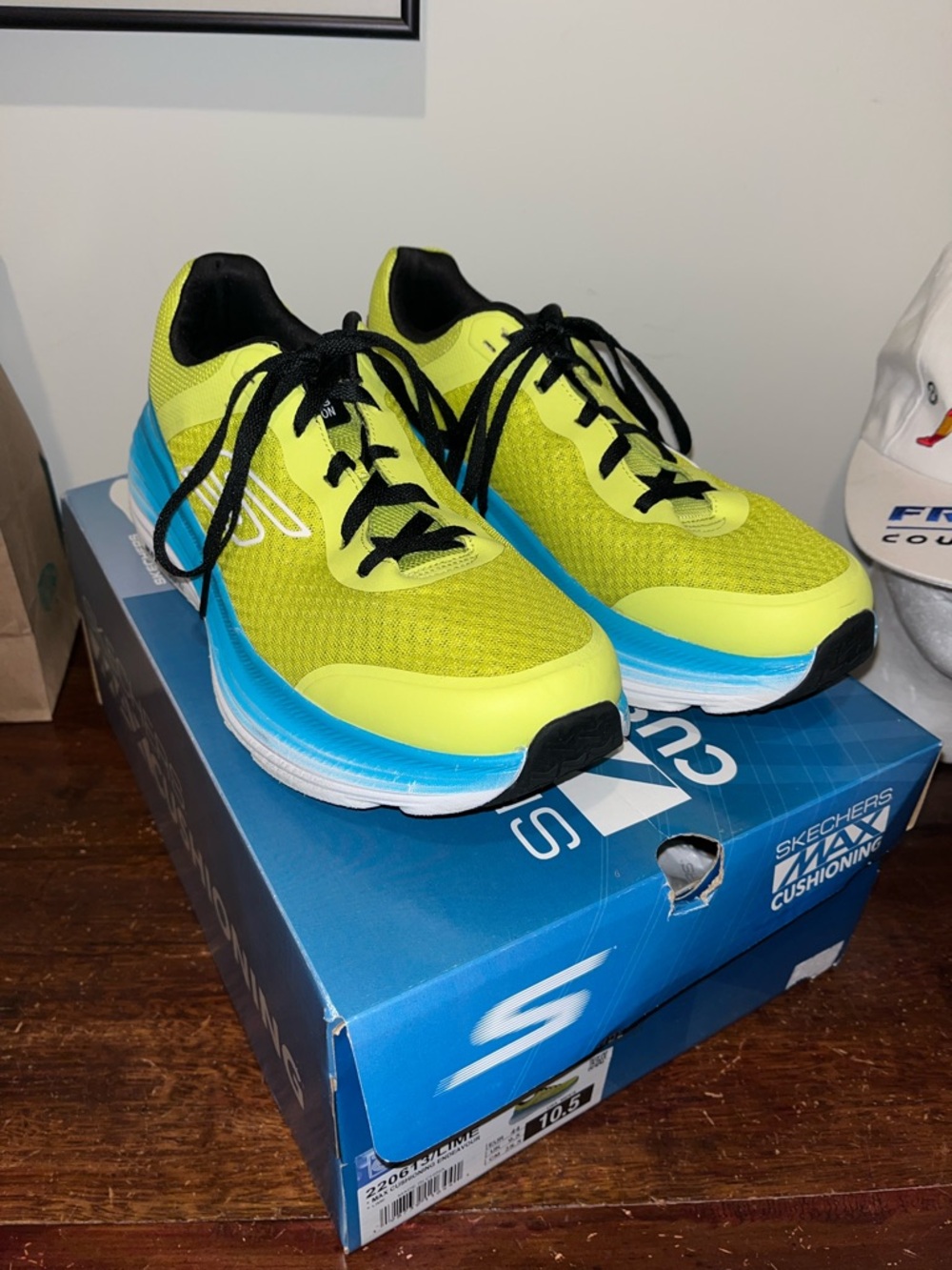 Lime Green Sketchers Max Cushion Endeavour tennis shoes walking mens 10.5 10 1/2